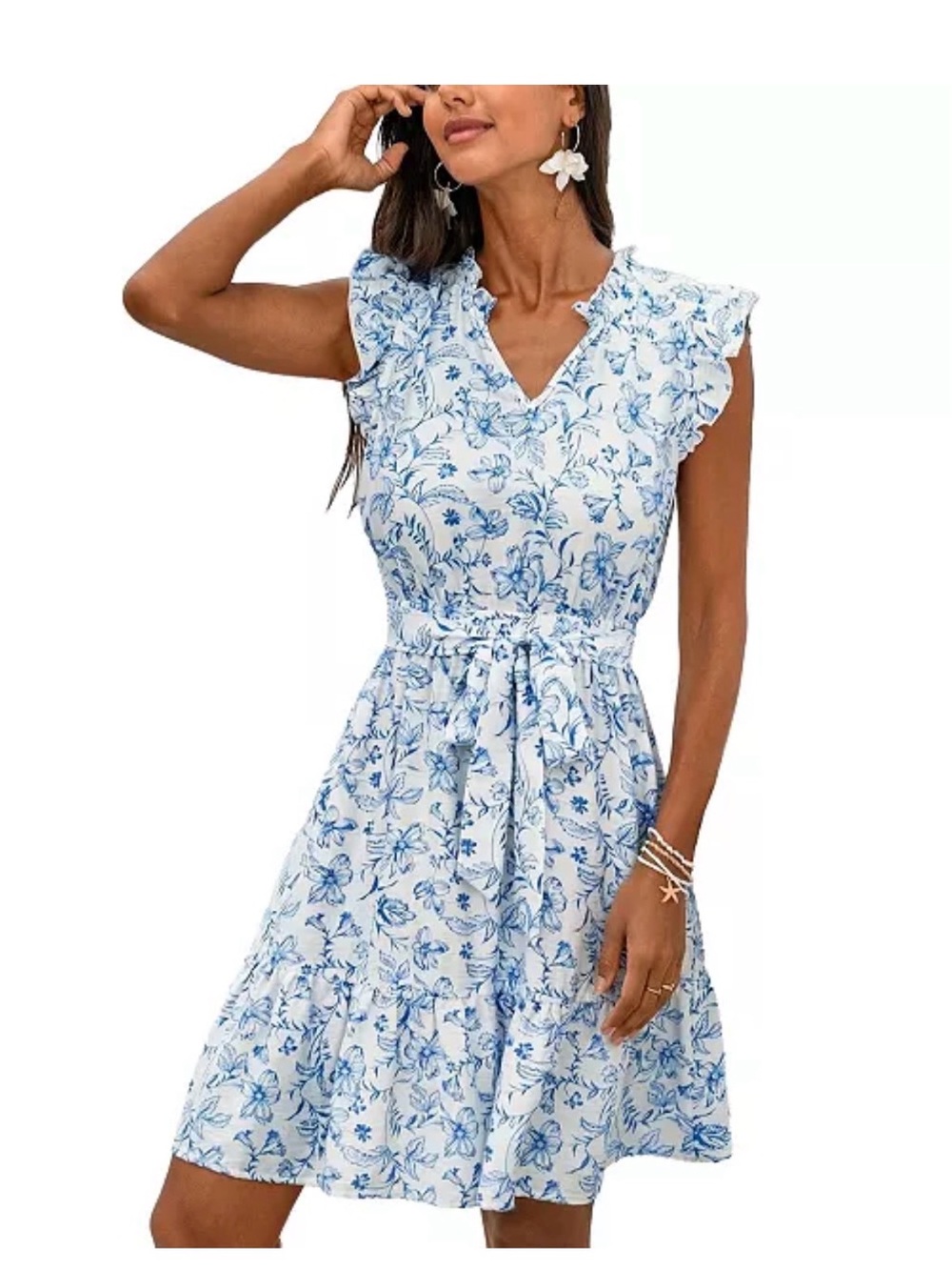 Cupshe
Women's Porcelain Meadow Floral Mini Beach Dress large new